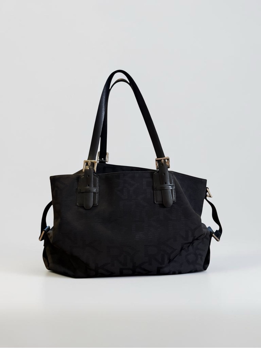 DKNY Black Logo-Print Tote with Dual Straps